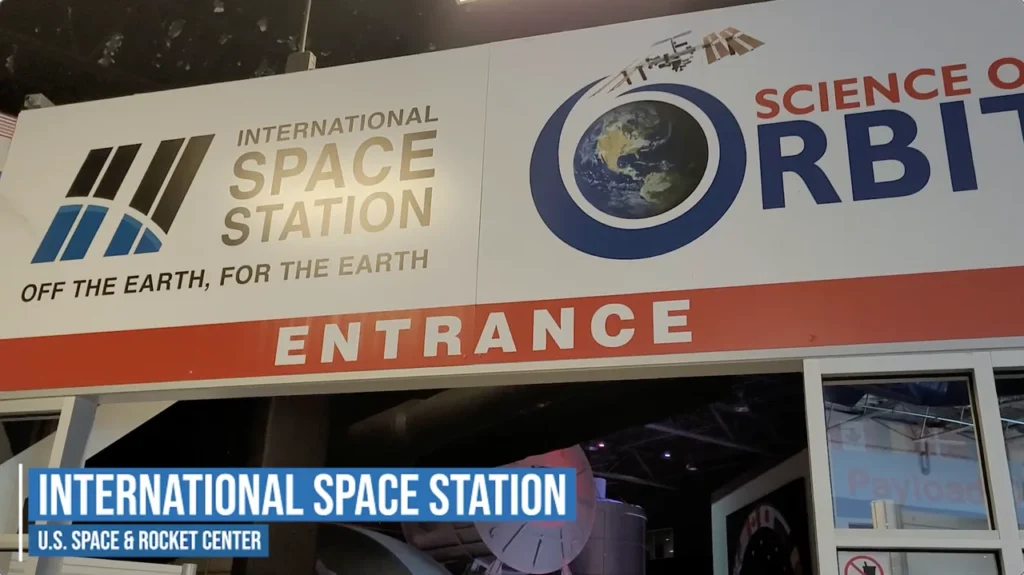 Entrance to the International Space Station exhibit in January 2022.