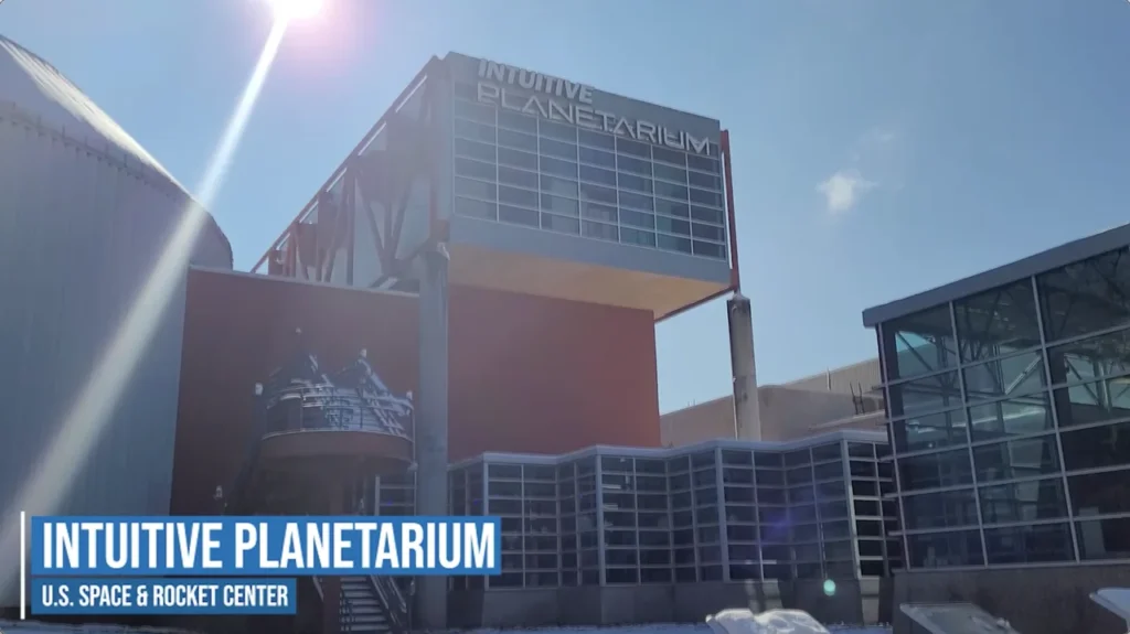 INTUITIVE Planetarium exterior at the U.S. Space & Rocket Center in January 2022.