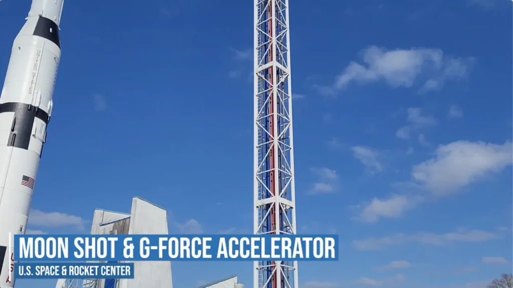 Moon Shot and G-Force Accelerator area at the U.S. Space & Rocket Center in January 2022.