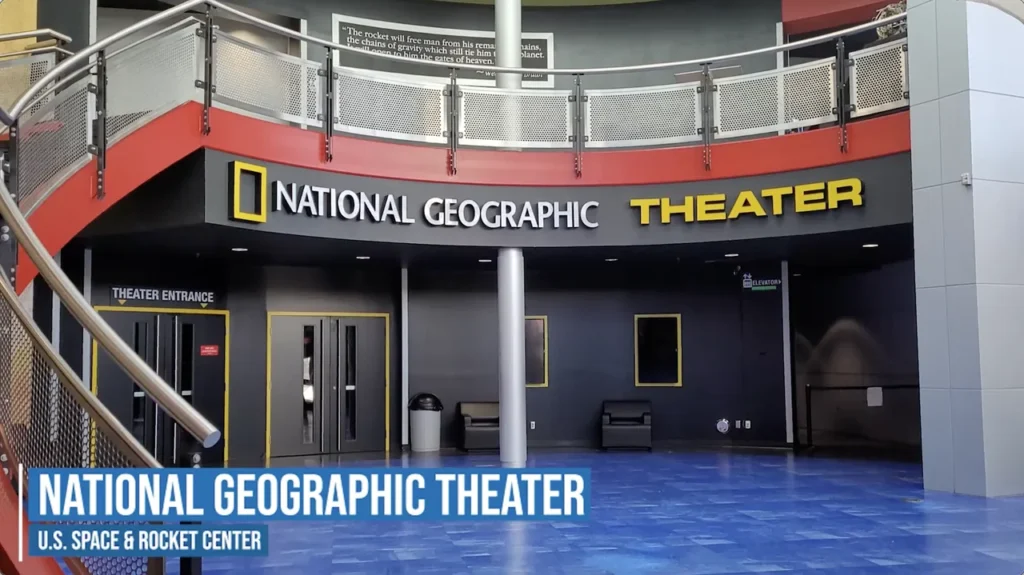 National Geographic Theater entrance at the U.S. Space & Rocket Center in January 2022.
