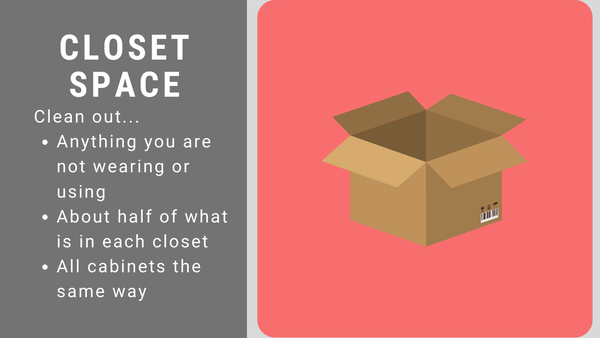 Graphic illustrating closet organization before selling