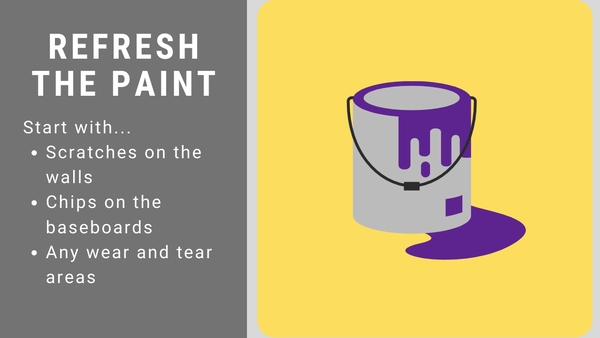 Graphic illustrating paint preparation before listing a home